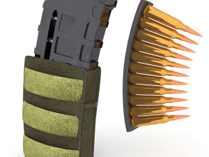magazine pouch with bullets clip 3D Model