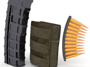 rifle magazine pouch and bullets 3D Model