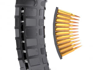 소총 잡지 주머니와 총알 3D 모델