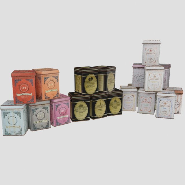 kitchen tea containers 3D Model .c4d .max .obj .3ds .fbx .stl .blend 