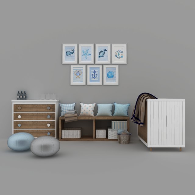 baby boy bedroom Modelo 3D .c4d .max .obj .3ds .fbx .stl .blend 