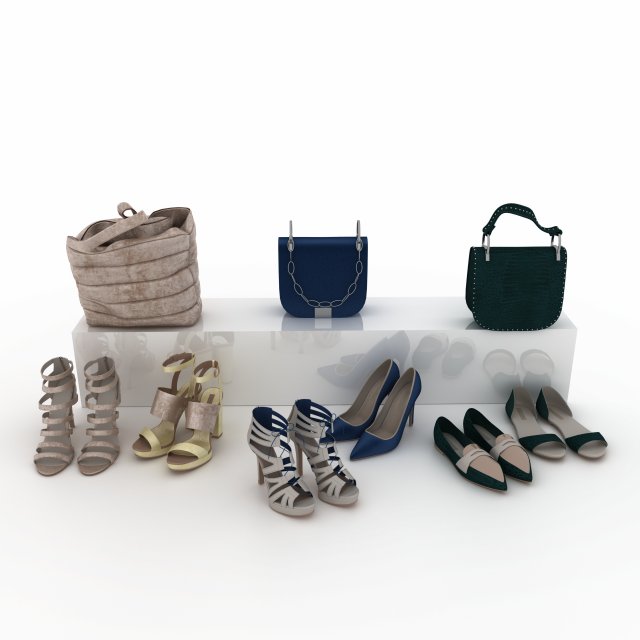 shoes and bags Modello 3D .c4d .max .obj .3ds .fbx .stl .blend