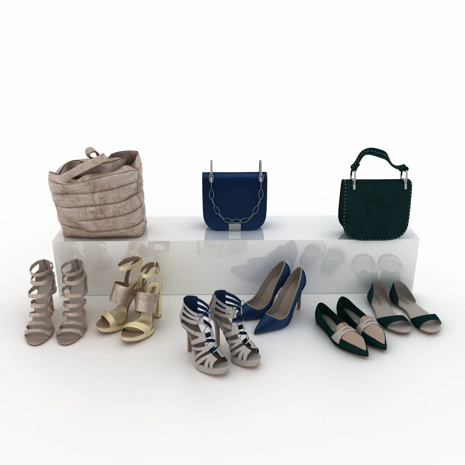 shoes and bags 3D Model .c4d .max .obj .3ds .fbx .stl .blend