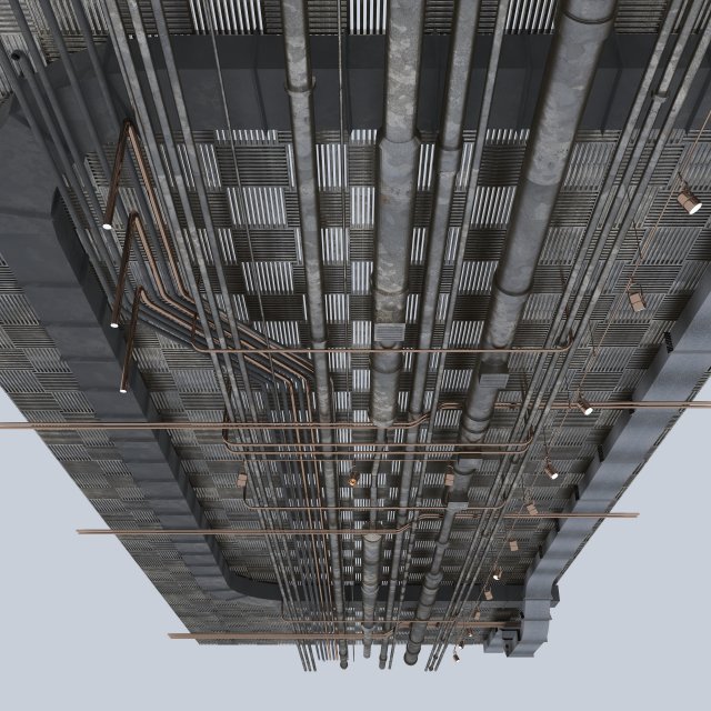 pipes industrial ceiling 3D Модель .c4d .max .obj .3ds .fbx .stl .blend 