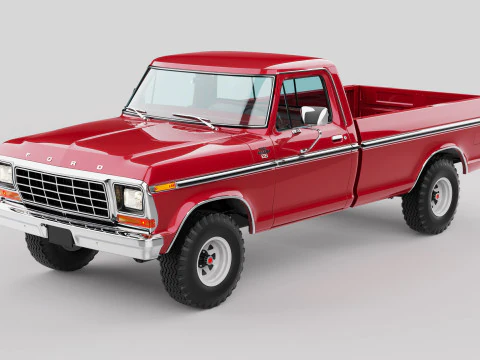 Pickup F250 Single Cab Mk2 1973 1976 1978 3D Model