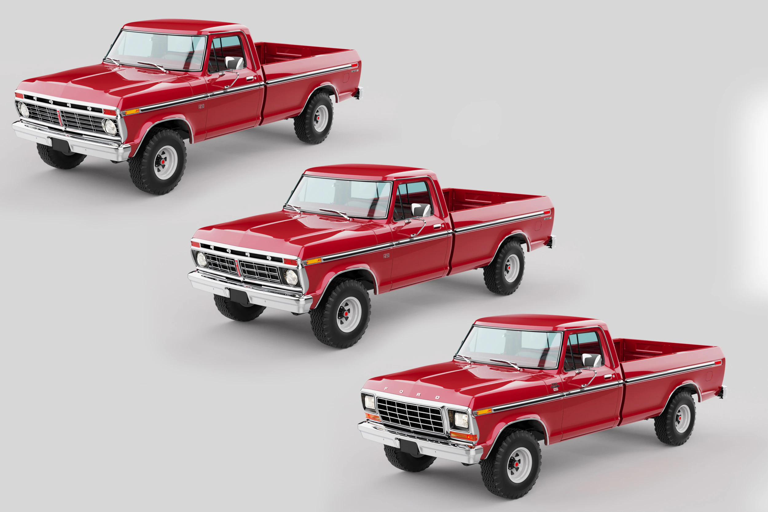 Pickup F250 Single Cab Mk2 1973 1976 1978 3D Model .c4d .max .obj .3ds .fbx .stl .blend 