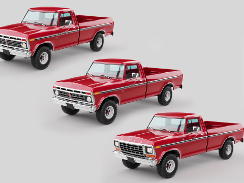 Pickup F250 Single Cab Mk2 1973 1976 1978 3D Model