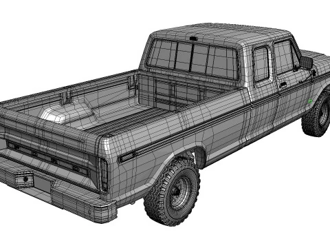 Pickup F250 Single Cab Mk2 1973 1976 1978 3D Model