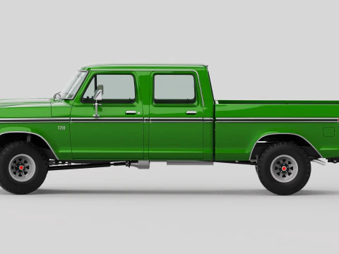 Pickup F250 Crew Cab Mk2 1973 1976 1978 3D Model