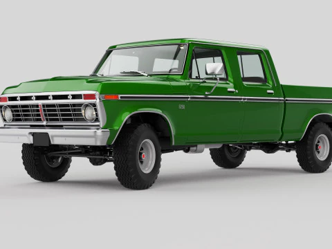 Pickup F250 Crew Cab Mk2 1973 1976 1978 3D Model