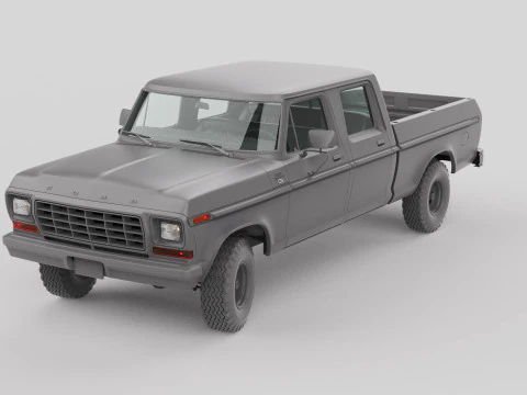 Pickup F250 Crew Cab Mk2 1973 1976 1978 3D Model