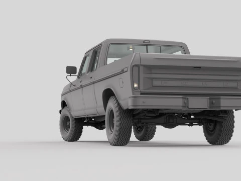 Pickup F250 Crew Cab Mk2 1973 1976 1978 3D Model