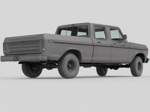 Pickup F250 Crew Cab Mk2 1973 1976 1978 3D Model