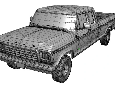 Pickup F250 Crew Cab Mk2 1973 1976 1978 3D Model