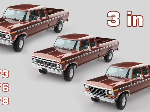 Pickup F250 Super Cab Mk2 1973 1976 1978 3D Model