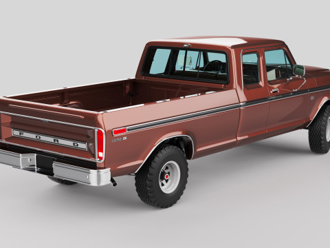 Pickup F250 Super Cab Mk2 1973 1976 1978 3D 모델