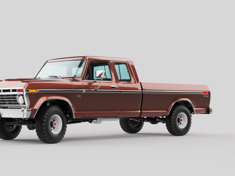 Pickup F250 Super Cab Mk2 1973 1976 1978 3D 모델