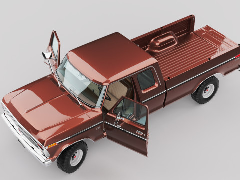 Pickup F250 Super Cab Mk2 1973 1976 1978 3D 모델
