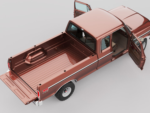 Pickup F250 Super Cab Mk2 1973 1976 1978 3D 모델