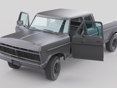 Pickup F250 Super Cab Mk2 1973 1976 1978 3D 모델