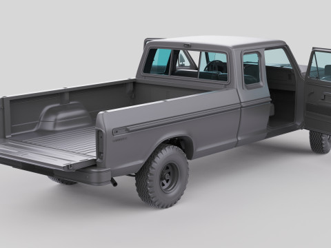 Pickup F250 Super Cab Mk2 1973 1976 1978 3D 모델