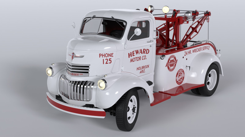 Chevrolet AK-series COE tow truck 1941 3D Model .c4d .max .obj .3ds .fbx .stl .blend 