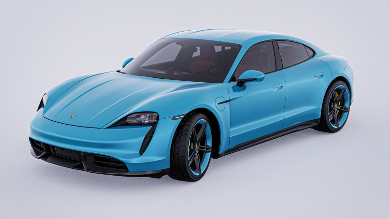 2020 Porsche Taycan Turbo S 3D Модель .c4d .max .obj .3ds .fbx .stl .blend