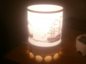 Night Light Desk Lithophane Mountains Ship Waves 3D Model