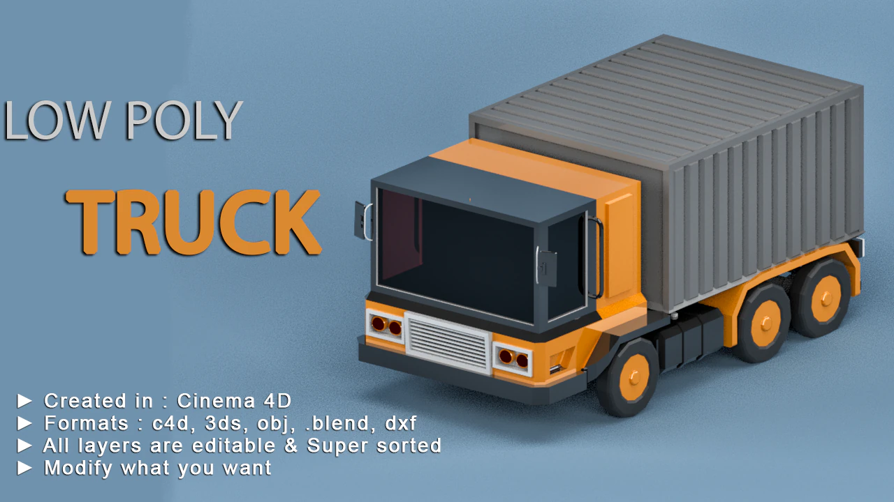 truck 3D Model .c4d .max .obj .3ds .fbx .stl .blend 