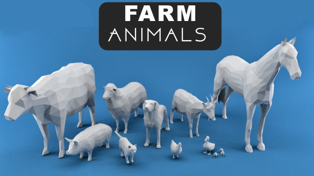 farm animals 3D 模型 .c4d .max .obj .3ds .fbx .stl .blend 