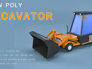 cartoon excavator 3D Model