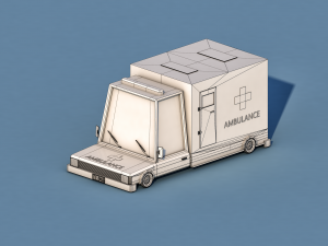 cartoon ambulance Modelo 3D