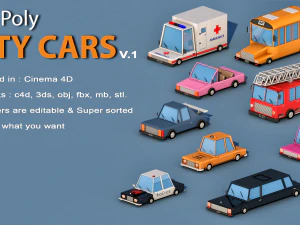 cartoon city cars v1 3D Model