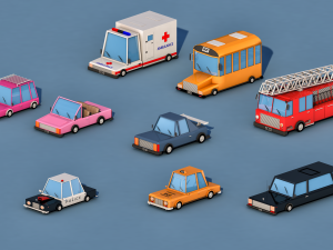 cartoon city cars v1 3Dモデル
