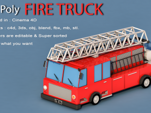 cartoon fire truck 3D Model