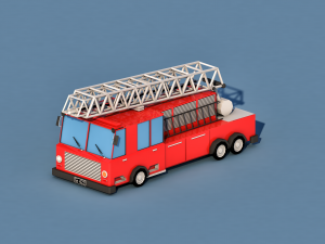 cartoon fire truck Modelo 3D