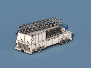 cartoon fire truck Modelo 3D