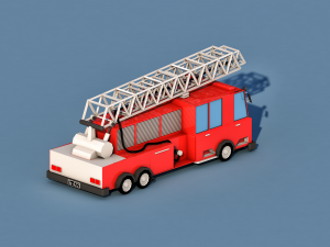 cartoon fire truck Modelo 3D