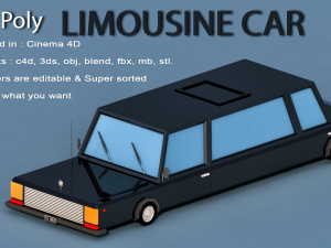 cartoon limousine car 3D Models