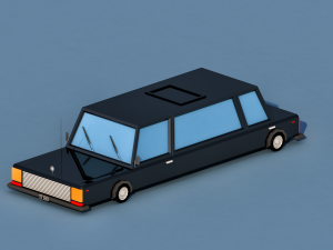 cartoon limousine car 3D Model
