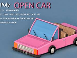cartoon open car 3D Model