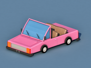 cartoon open car Model 3D