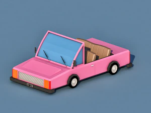 cartoon open car 3D Model