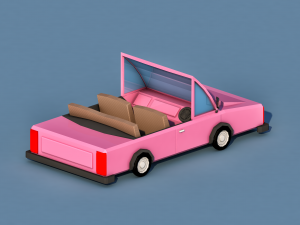 cartoon open car Model 3D