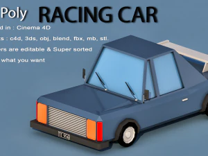 cartoon racing car 3D Model