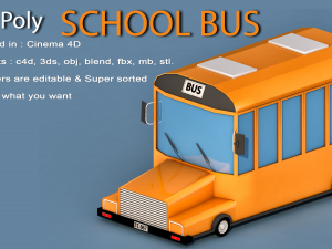cartoon school bus 3D Model