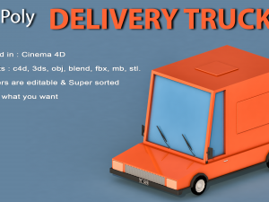 cartoon delivery truck 3D Model