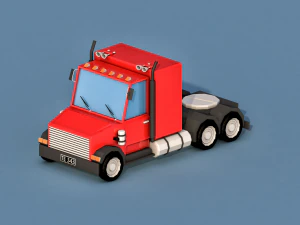 cartoon semi truck 3D Model
