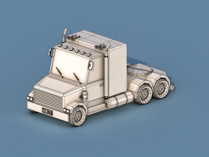 cartoon semi truck 3D 모델
