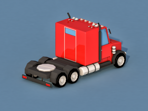 cartoon semi truck 3D 모델